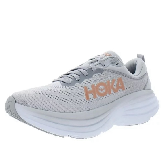 HOKA Bondi 8 White Trainers White Sneakers Size 9B - Picture 4 of 14